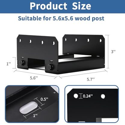 6x6 Post Base 10 PCS-Inner Size 5.6"x5.6" Wooden Fence Post Bracket, Heavy Duty Metal Fence Post Anchor, Black Post Base for Concrete for Wood Deck Pergola Porch Railing Mailbox Support