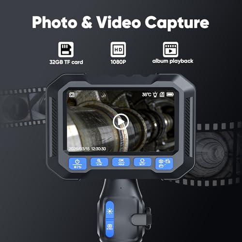 T Takmly Articulating Borescope, 1080P HD Endoscope for Inspection - color: Blue/0.23"/5.5FT