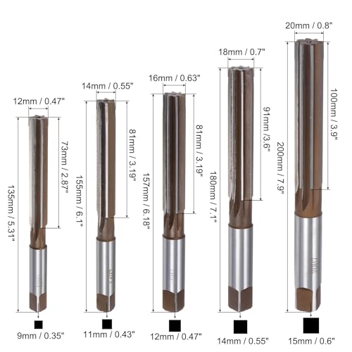 uxcell 11pcs Hand Reamers Set 3mm 4mm 5mm 6mm 8mm 10mm 12mm 14mm 16mm 18mm 20mm H7 Metric Alloy Steel Reamer Bit Straight Flutes Steel Cutting Tool for Metal Wood Hole Reaming - style: H7