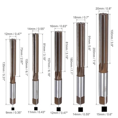 uxcell 11pcs Hand Reamers Set 3mm 4mm 5mm 6mm 8mm 10mm 12mm 14mm 16mm 18mm 20mm H7 Metric Alloy Steel Reamer Bit Straight Flutes Steel Cutting Tool for Metal Wood Hole Reaming - style: H7