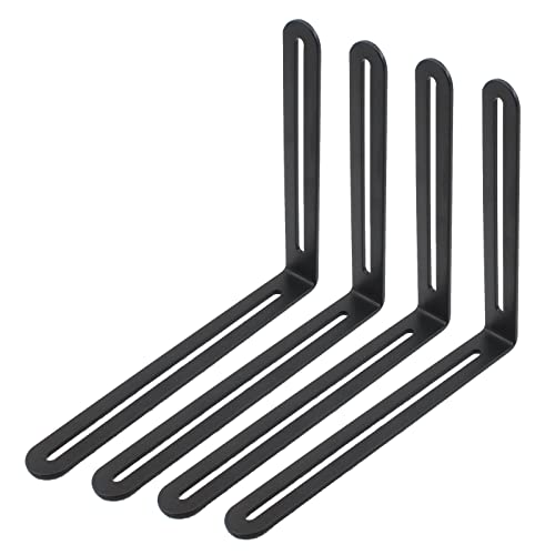 4 PCS Adjustable L-Shape Corner Brace, ULIFESTAR Heavy Duty Thicken Stainless Steel Joint Right Angle Brackets L Slotted Support Shelf Bracket for PC Case,Fixing Furniture-165x200x3mm/6.5x7.87x0.12'' - size: Black 6.5 x 7.87 x 0.12 inches