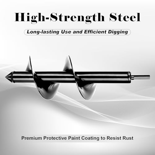 Auger Drill Bit for Planting 4 x12, Fit 3/8'' Hex Drill, Black - size: 4x12 inch