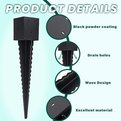 2 Pcs 4"x4" Fence Post Anchor Ground Spike 26"(Actual: 3.6"x3.6") - size: 26 Inch