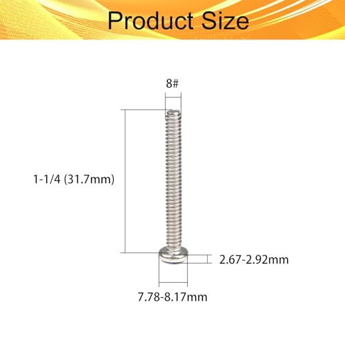 30PCS #8-32 x 1-1/4" Machine Screws, Phillips Pan Head, 304 Stainless Steel - size: #8-32x1-1/4"