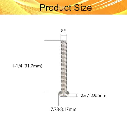 30PCS #8-32 x 1-1/4" Machine Screws, Phillips Pan Head, 304 Stainless Steel - size: #8-32x1-1/4"