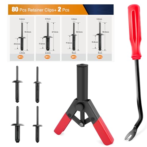 GOOACC 82Pcs Pop Rivet Assortment Set with Fastener Remover Poly Rivet Gun - color: 80Pcs Rivet Set + 2 Remover