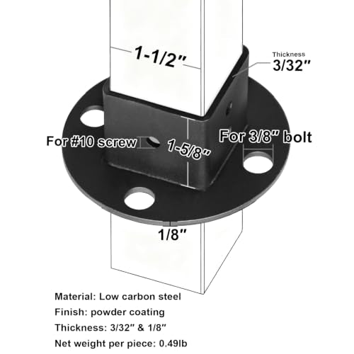 4 Pack 1-1/2" x 1-1/2" Square Post Anchor Base, Fence Flange Bracket - size: 1-1/2 Inch