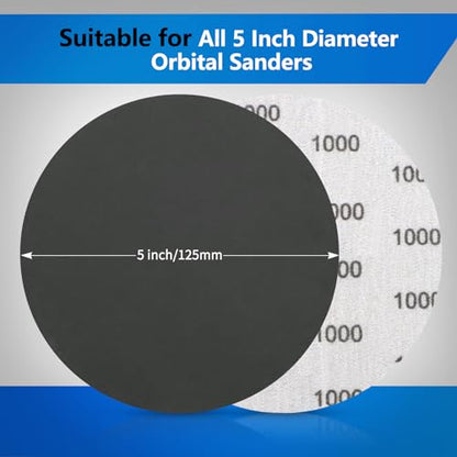 VIBRATITE 1000 Grit 5 Inch Hook & Loop Sanding Discs, 70PCS - size: 5 Inch (1000 Grit)