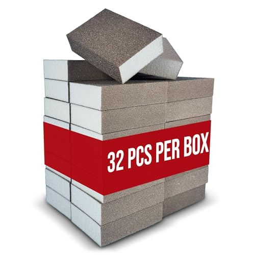 Sanding Sponge Blocks, 4" x 3" x 1", 80 & 120 Grit, Medium/Fine, 32 Pack - size: Small Area, style: Medium/Fine Grit
