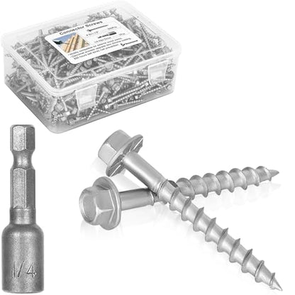 Upgrade #9 x 1-1/2" Joist Hanger Screws 500 PCS, 1/4" Hex Head & 0.370"-Dia