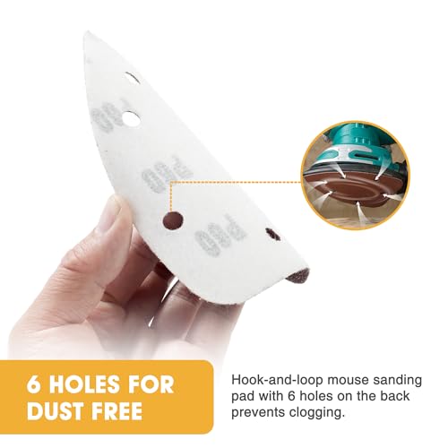 36 PCS Mouse Sander Sandpapers 6 Hole Detail Sander Sanding Disc - style: 6 hole 36PCS 6 each of (60/80/100/120/180/240) Grit