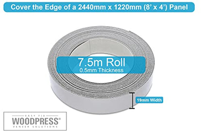 3/4" Grey Pearl Pre-Glued Melamine Edge Banding, 25 ft - size: Width: 3/4"