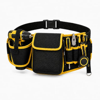 Tool Belt for Men with Compact Drill Holster, Large Tool Pouch, 600D Oxford
