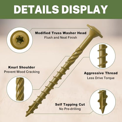 LIONMAX Lag Screws 3 Inch, Structural Wood Screws #14 x 3, 50-PCS, Bronze - color: Bronze, size: #14 x 3"