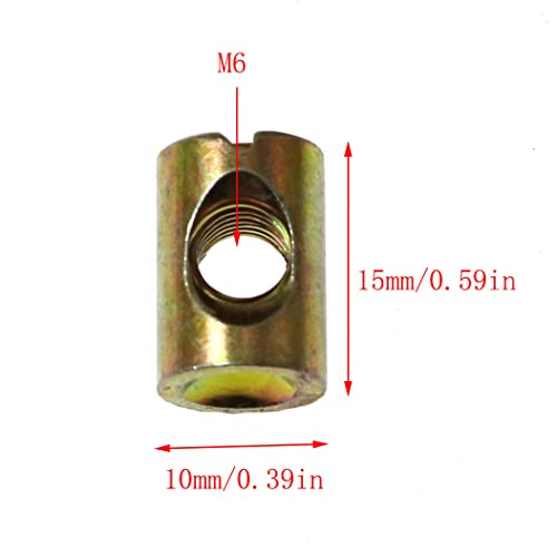 RLECS 12pcs M6 Pozidriv Slotted Barrel Nuts Cross Dowels Slotted Nuts Horizontal Hole Nut Hammer Embedded Nut for Furniture Beds Crib Chairs - M6 x 15mm (Pack of 2) - size: M6 x 15mm (Pack of 2)