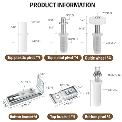4 Pack Bifold Door Repair Hardware Kit for Closet Doors