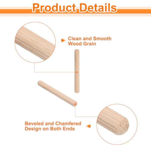 uxcell 100Pcs 5/16" x 2-3/4" Wooden Dowel Pins, Wood Dowels Rods, Furniture Woodworking Grooved Fluted Pin, Wooden Dowels Fluted for Craft, DIY Projects - size: 5/16" x 2-3/4"