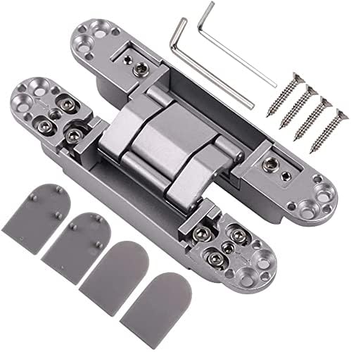 Ranbo 7 Inch Hidden Door Hinge, 3D Adjustable, Zinc Alloy Hardware Kit - size: 7 Inch