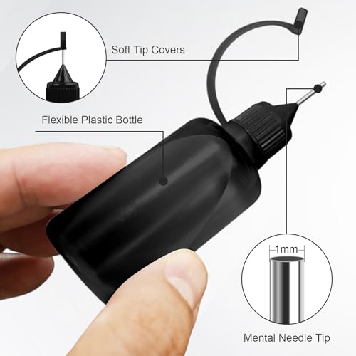 10Pcs 30ml Needle Tip Glue Bottle, 2 Funnel Includes,Black - color: Black