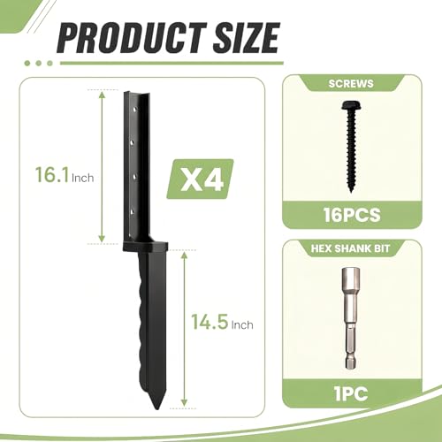 4 Pcs 30" Tall Fence Post Repair Kit for Ourdoor