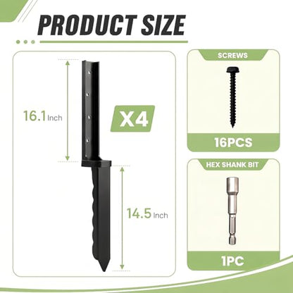 4 Pcs 30" Tall Fence Post Repair Kit for Ourdoor