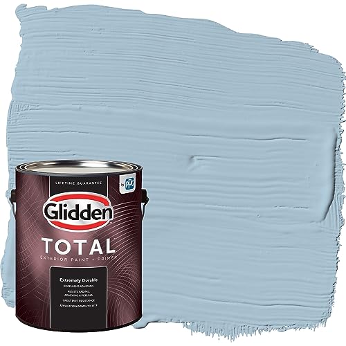 Glidden Total Exterior Paint & Primer All-in-One, Graceful/Blue, Satin, 1 Gallon - color: Graceful, size: 128 Fl Oz (Pack of 1)