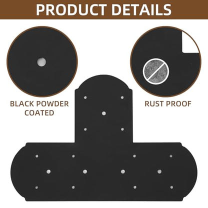 2 Pcs 15.7"x10.8" T Post Bracket, T Flat Mending Plate with 3mm Thickness for Wood, T Joining Brackets Connecting Brackets with Screws for Repair Wood Furniture - style: 5" Wide T Plate Bracket