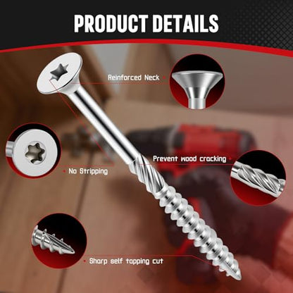 #10x3 Inch 304 Stainless Steel Deck Screws 150 PCS - Corrosion-Resistant Outdoor Wood Fasteners for Fences, Decks, Wood Project - T25 Star Drive Bit - size: #10 x 3" 150Pcs