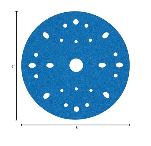 3M Hookit Blue Abrasive Disc, 321U, 36170, 6 in, 40+ Grade, Multi-Hole - size: 6 in