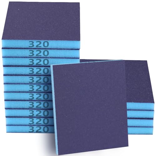 16 Pack 320 Grits Sanding Sponge Fine Sanding Block, Washable and Reusable Wet Dry Sandpaper Block Sandpaper Sponge for Wood Metal FurniturePaint and Drywall - color: Blue, size: 320 Grits-16PCS