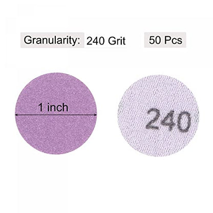 uxcell 50Pcs 1-Inch Purple Sanding Discs 240 Grits Hook and Loop Professional Aluminum Oxide Sand Paper Mini Size for Wood Metal Paint Finishing - style: 240 Grit