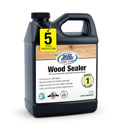 Rain Guard Water Sealers SP-8001 Wood Sealer Concentrate Makes 1 Gallon - Clear Natural Finish - Deep Penetrating Water Repellent Protection for All Wood Surfaces - Water-Based Silane/Siloxane - size: 32 fl oz (Makes 1 Gallon)