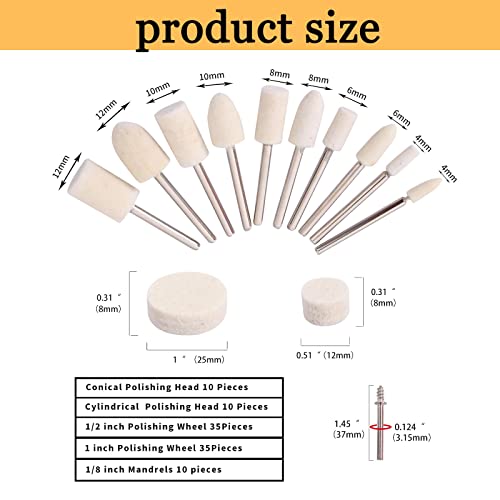 100PCS Buffing Wheels Polishing Kit for Dremel, 1/8" Shank Accessories