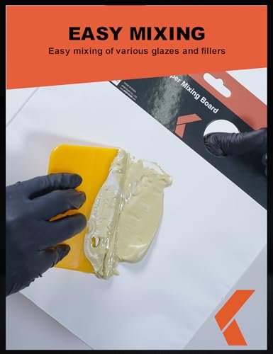KREFINISH Body Filler Spreaders (4, 5, 6in 15Pieces) - Yellow Reusable Plastic Spreader Auto Body Spreader for Automotive Fillers, Putties, Glazes, Caulks and Paint - size: 3 Sizes