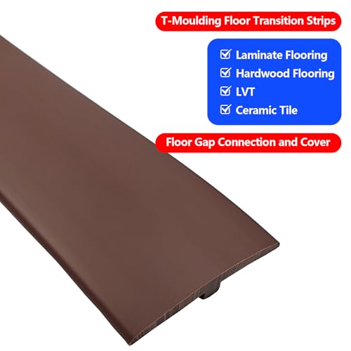 Flexible PVC T-Molding Transition Strips,Self-Adhesive Floor Divider Strip - color: Brown, size: 3.3 ft