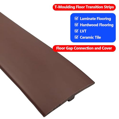 Flexible PVC T-Molding Transition Strips,Self-Adhesive Floor Divider Strip - color: Brown, size: 3.3 ft