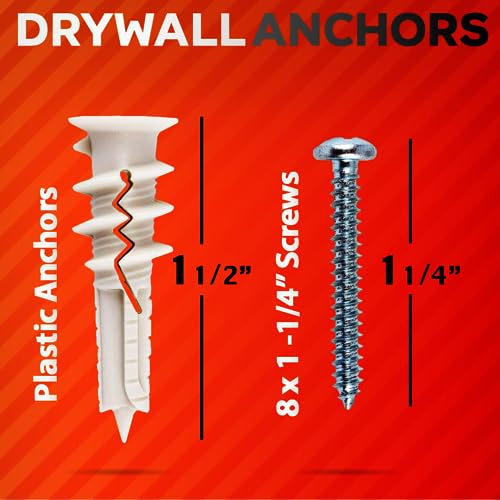 20PCS #8 Self Drilling Drywall Anchors and Screws Assortment Kit