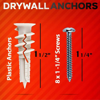 20PCS #8 Self Drilling Drywall Anchors and Screws Assortment Kit