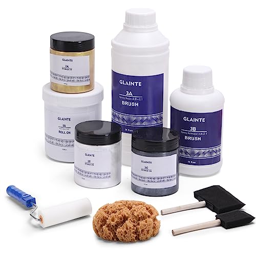 GLAINTE Epoxy Countertop Paint Kit - Black Granite Refinishing Paint - color: B2.Epoxy Granite-Black/Gold