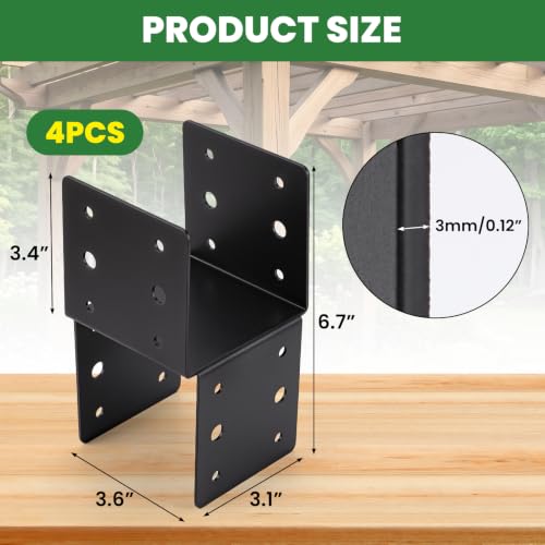 4 Pack 4x4 Post Cap Bracket Heavy Duty Steel