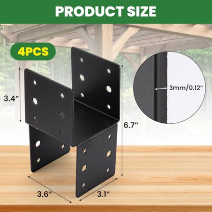 4 Pack 4x4 Post Cap Bracket Heavy Duty Steel