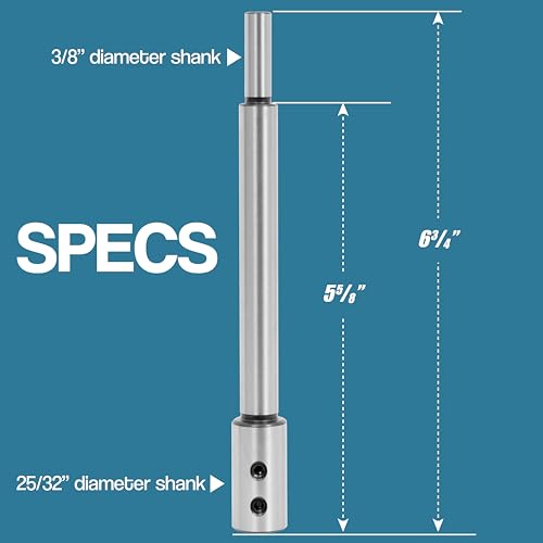 Fulton 6 inch Long Forstner Bit Extension for Adding Over 5 6 inch 8 inch - size: 6" (3/8" Shank)