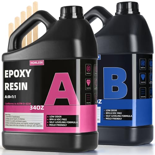 68oz Epoxy Resin Kit With Sticks, No Bubble Crystal Clear Resin Epoxy,Not Yellowing High Gloss Finish Art Resin for Casting & Coating,DIY,Art, Jewelry, Crafting, Tumblers & More, Easy to Mix 1:1 Ratio - size: 68OZ