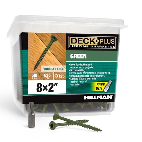 Deck Plus Exterior Wood Screws, #8 x 2in, 625 Pack, Green - color: Green, size: #8 x 2", style: 625 pcs