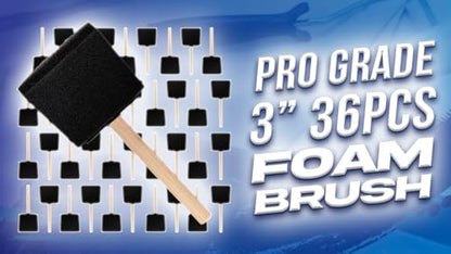Pro Grade - Foam Brushes - 3 Inch - 36 Piece Poly Foam Brush Set (Pack of 16) - size: 3" 36 Ea (Pack of 16)