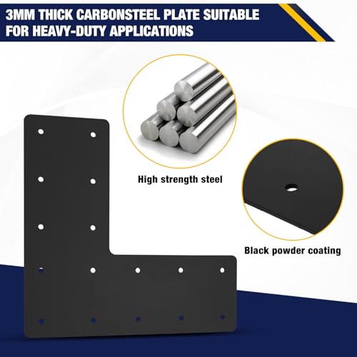 4 Pcs 13.2"x13.2" Steel L Post Brackets, 3MM Thick - size: L shape(13.2''x13.2'')