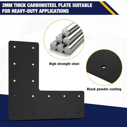 4 Pcs 13.2"x13.2" Steel L Post Brackets, 3MM Thick - size: L shape(13.2''x13.2'')
