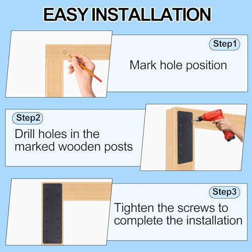 2 Pcs Straight Steel Plate, I Shape Flat Bracket (actual size 15.7 “L x 4.8 ”W), Heavy Duty Black Flat Straight Mending Bracket Plate For 6"x6” Repairing House Beams, Furniture, Gazebos, Truss Frames