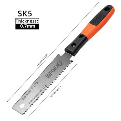 Japanese Hand Saw, 6-Inch Double-Edge Pull Saw, SK5 Blade, 14/17 TPI
