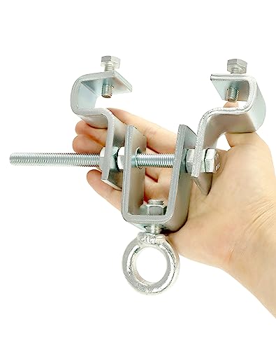 QWORK Steel I Beam Hanger, Steel Beam Clamp, Punch Bag Accessories for Beams, Adjustable from 2.5" to 7.5", 2 Pack